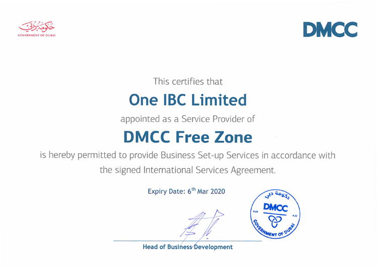 One IBC was granted as a Service Provider of DMCC Free Zone One IBC was granted as a Service Provider of DMCC Free Zone