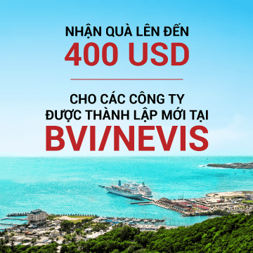 Nhận thưởng lên đến 400 USD - Cho các công ty được thành lập mới tại BVI/Nevis Nhận thưởng lên đến 400 USD - Cho các công ty được thành lập mới tại BVI/Nevis