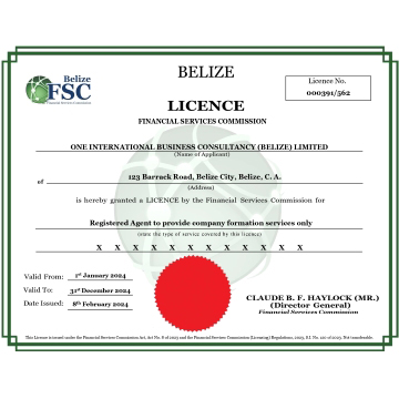 One International Business Consultancy (Belize) Limited - Owning License Registered Agent in Belize