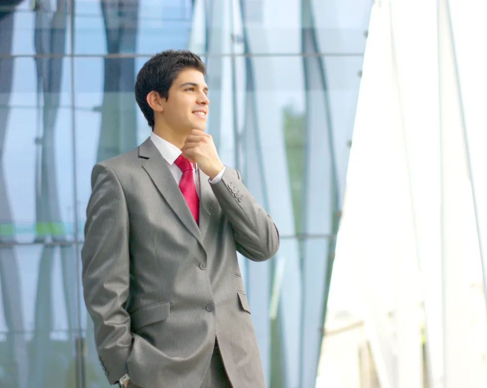 Business professional considering payment solutions Business professional considering payment solutions